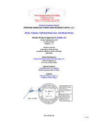 PR TECH DOCS FL33548 R1 AE 29 GA. FREEDOM TUFF OVER 1X4 WOOD PURLINS