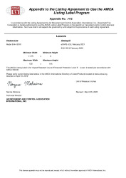PR CERTIFICATE FL35289 R1 C CAC EHH-501X AMCA APPENDIX 412