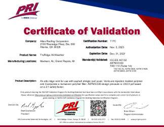 PR CERTIFICATE FL36841 R2 C CAC 117C CERTIFICATE TRURIDGE ALL-WEATHER