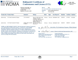 PR CERTIFICATE FL37186 R3 C CAC 449-H-019.02 .04 1212 PREMIUM IMPACT FRENCH CASEMENT