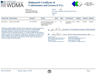 PR CERTIFICATE FL39383 R2 C CAC 462-H-005 ASPECT HS 72X60