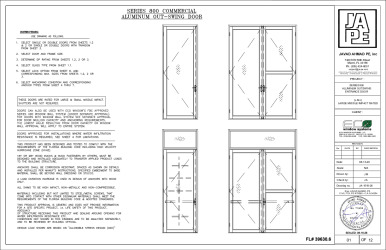 PR Instl Docs FL39630 R6 II SERIES 800 OUTSWING ENT DOOR-LMI-JA-1518-26