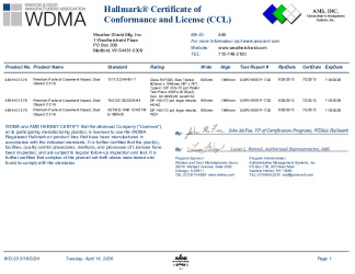 PR CERTIFICATE FL39768 R3 C CAC 449-H-013.76 78 79 1214 PREMIUM IMPACT PUSHOUT CASEMENT