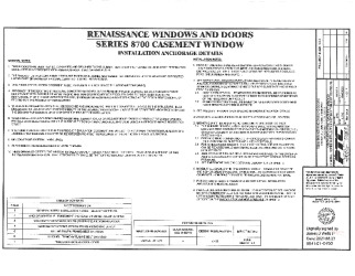 PR INSTL DOCS FL39774 R1 II RWD0026 REV0 8700 CASEMENT