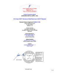 PR Instl Docs FL40317 R2 II Aluminum 5V Crimp over 19 32 Plywood Eval Report