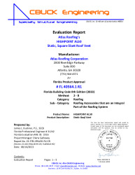 PR Instl Docs FL40564 R1 II 1 HPAL50 RoofVent EVALREPORT 
