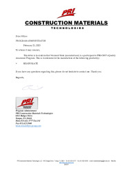 PR CERTIFICATE FL41960 R0 C CAC 1799C QS025-1 - VERIFICATION OF INSPECTION AND QUALITY SERVICES LETTER