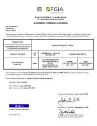 PR CERTIFICATE FL41973 R4 C CAC 20992 - PELLA - AAMA APC