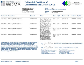 PR Certificate FL42235 R0 C CAC VUE 4201 Awn 449-H-124.00.01.02.03 60x36 mull