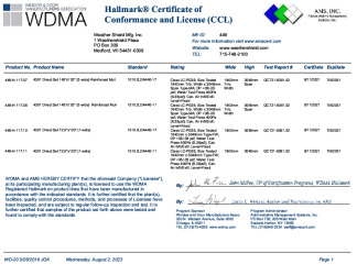 PR CERTIFICATE FL42236 R0 C CAC VUE DIR SET 4701 TWIN 72.25X120 ALUM 449-H-117.07.08.10.11