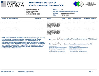PR CERTIFICATE FL42237 R0 C CAC VUE IS DOOR 4501 48X120 449-H127.00.01