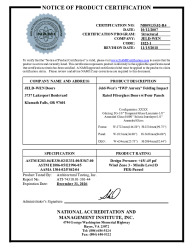 PR CERTIFICATE FL42246 R0 C CAC FL10963 R8 C CAC NI009135.02-R4