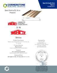 PR INSTL DOCS FL42380 R1 II 26GA SLIMLINE SL16 ON PLYWOOD
