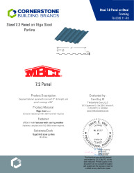 PR TECH DOCS FL42382 R0 AE 26GA 7.2 PANEL ON 16GA PURLINS