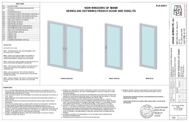 PR Instl Docs FL42441 R0 II JA-1021.3-22 200 SERIES FRENCH DOOR APPROVAL R2