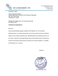PR INSTL DOCS FL44619 R0 II CERTIFICATE OF INDEPENDENCE 88SGD SS