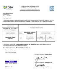 PR CERTIFICATE FL46626 R0 C CAC AAMA 1150S CASEMENT AW-PG75-C  DEC  2021 EXTENDED 5 YEARS