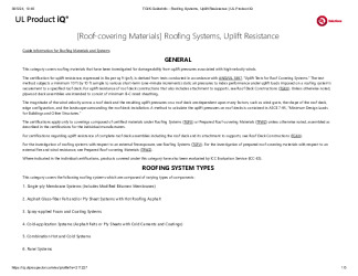 PR TECH DOCS FL46787 R0 AE ROOFING SYSTEMS, UPLIFT RESISTANCE UL 1897
