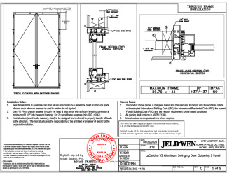 PR Instl Docs FL46788 R0 II D1000384 - LaCantina V2 Aluminum Swinging Door Outswing 2 Panel 90x144 PG37 FBC Installs 4-26-24 DSS
