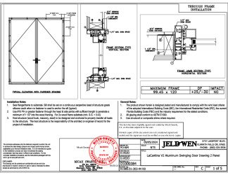 PR Instl Docs FL46788 R1 II D1000384 - LaCantina V2 Aluminum Swinging Door Inswing 2 Panel (99.45x120) DP25-30 FBC Installs 9-5-24 edits DSS