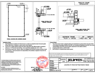 PR Instl Docs FL46788 R3 II D1000384 - LaCantina V2 Direct Set Fixed Exterior Glazed 74x144 DP50 FBC Installs DSS