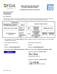 PR CERTIFICATE FL46797 R0 C CAC AAMA 1150-1150S AWNING AW-PG80-AP - D MISSILE