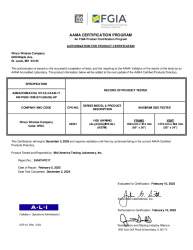 PR CERTIFICATE FL46816 R1 C CAC AAMA 1450 AWN AW-PG-80 NAFS-17