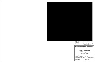 PR Instl Docs FL47073 R1 II 29261.11-1001 - 6200 Picture Window (non-impact) Installation Drawings (84 x 60)