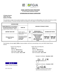 PR CERTIFICATE FL47109 R1 C CAC VPI WINDOWS - ENVISION HP OS DOOR W-TRAN. (FIN  FINLESS)  IMPACT   DEC. 2024