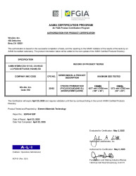 PR CERTIFICATE FL47141 R1 C CAC 22483 - AAMA CERTIFICATION - 3750-250 XXXO (LC 50) - EXP 20300422