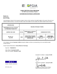 PR CERTIFICATE FL47141 R2 C CAC 22905 - AAMA CERTIFICATION - VFW02-VFW03 TR (LC 50) - EXP 20301203