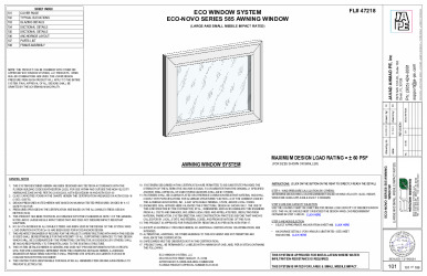 PR Instl Docs FL47218 R0 II ECO-NOVO SERIES 585 AWNING WINDOW-JA-2042-24