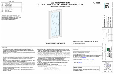 PR INSTL DOCS FL47225 R0 II ECO-NOVO SERIES 595 FIX CASEMENT WINDOW-JA-2042-24
