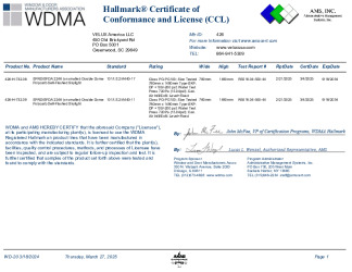 PR CERTIFICATE FL47414 R0 C CAC VELUX CCL SFRD-SFDA 2246 SELF-FLASH POLYCARB SKYLIGHT