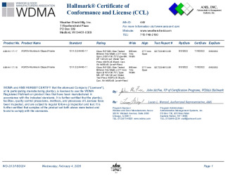 PR CERTIFICATE FL48019 R0 C CAC AGF05-ALUMINUM GLAZED FRAME 3W2H MULL-STACK 449-H-117.17.18