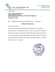 PR INSTL DOCS FL48282 R0 II CERTIFICATE OF INDEPENDENCE HV LOUVER SS