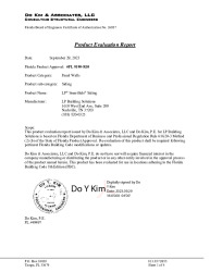 PR TECH DOCS FL9190 R10 AE EVALUATION REPORT OF LP SIDING 9190.3-R10-2023