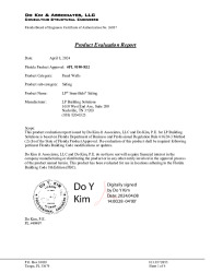 PR Instl Docs FL9190 R12 II Evaluation Report of LP Siding 9190-R12-Lap and Panel