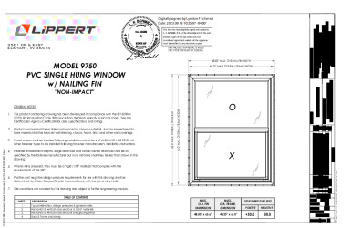 FL993.1-R20 - Extruded PVC Single Hung Tilt Window 