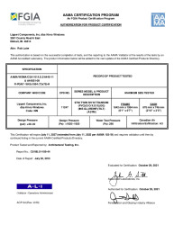 PR CERTIFICATE FL993 R21 C CAC (C) 993.11 AAMA CERT (DP POS 40 NEG 40)