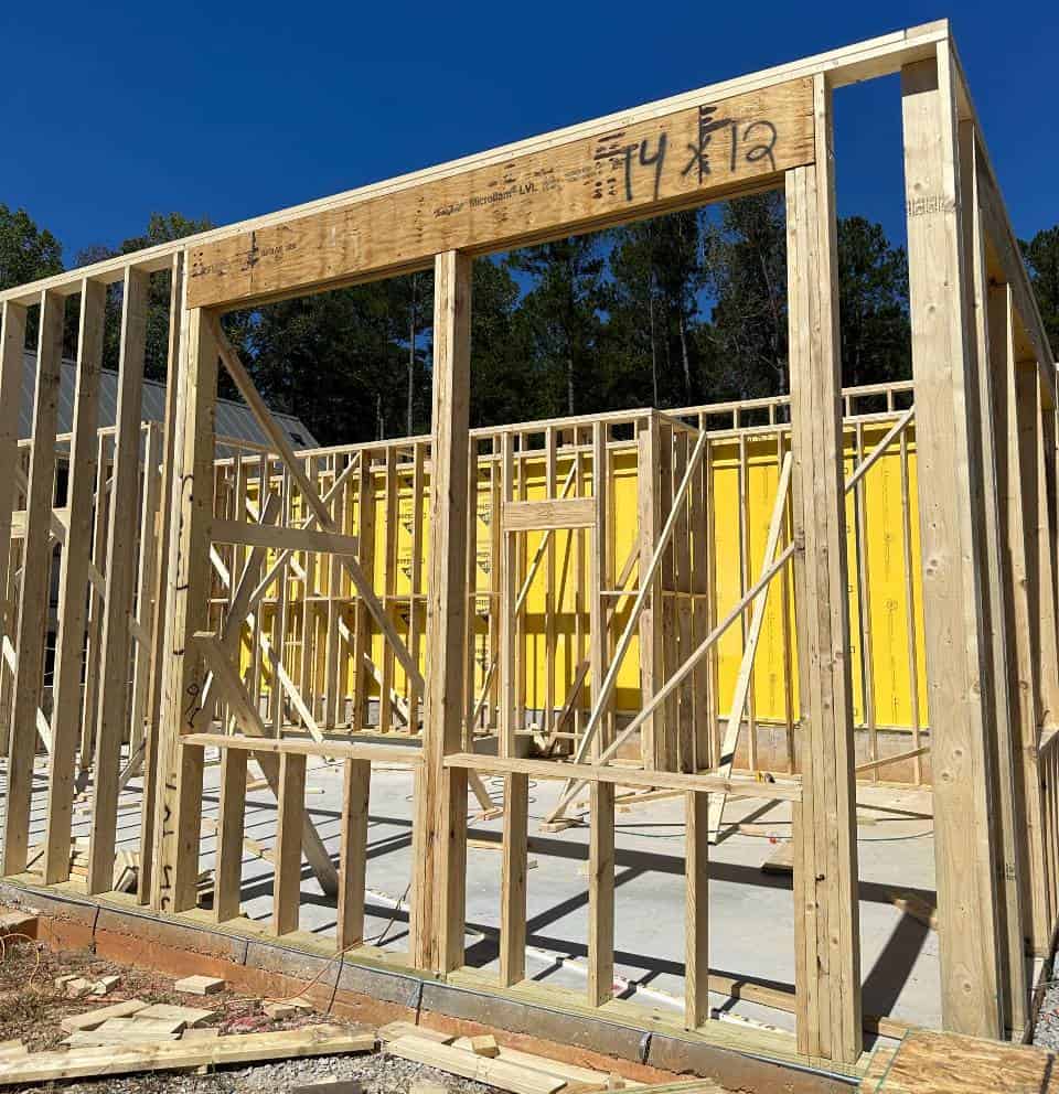 wood framed house under construction