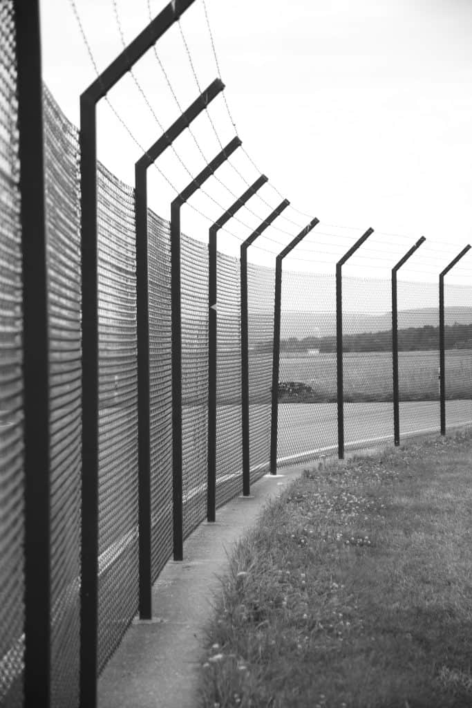 BW chain link fence