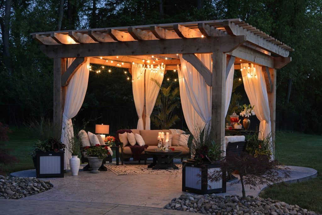 gazebo pergola night canopy patio decor grass