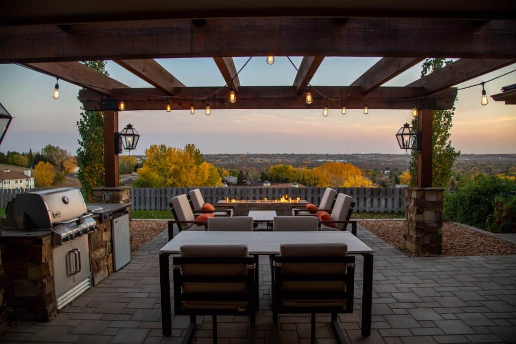 pergola trellis canopy over deck with decor night sky