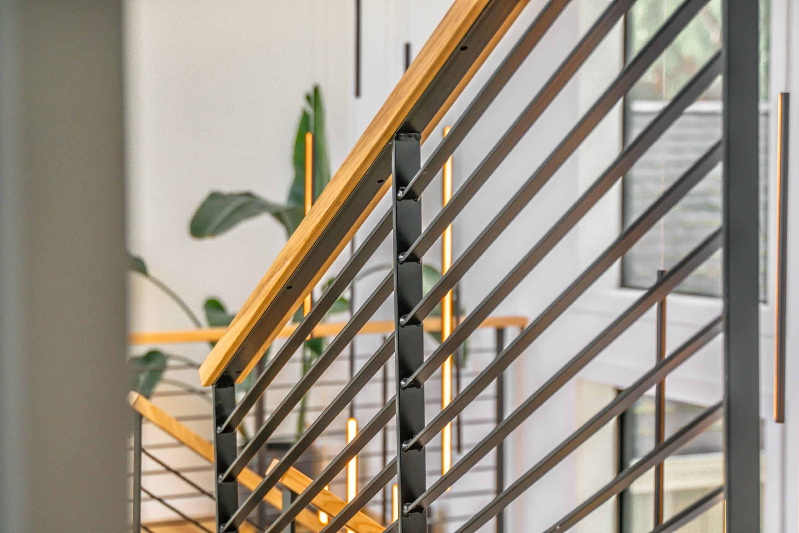 house railing perspective metal wood