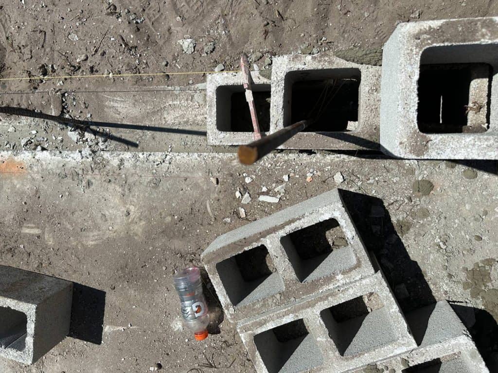 Masonry Block With Reinforcing Bar Overhead View