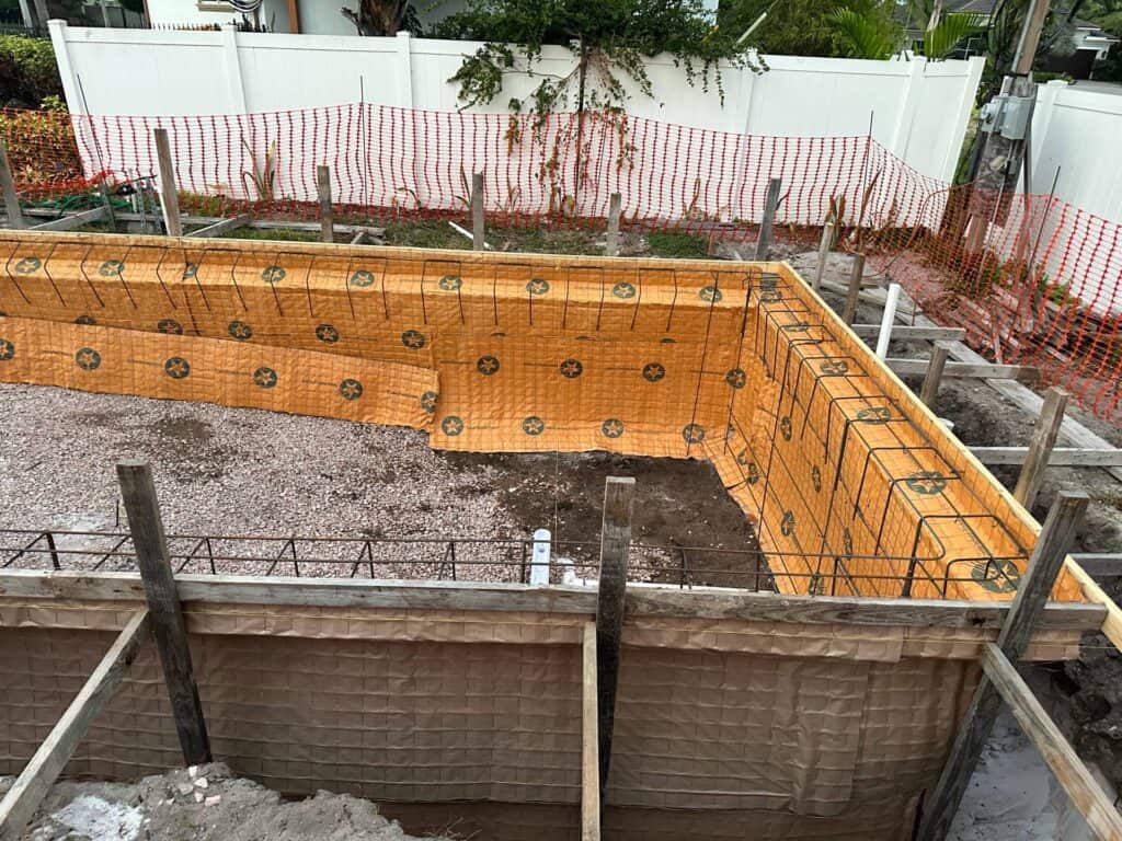 Pool dig out reinforcing started deep end