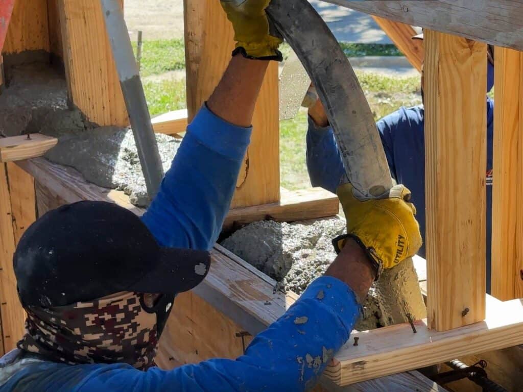 concrete pour beam sill