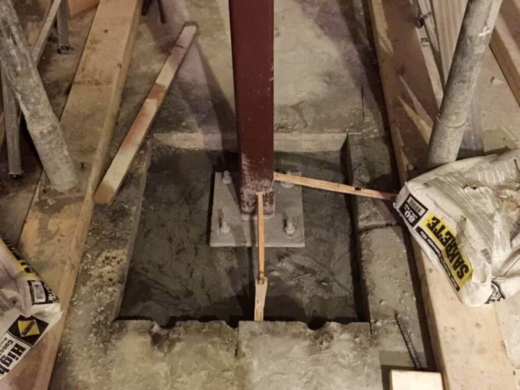 interior column move post base-footing