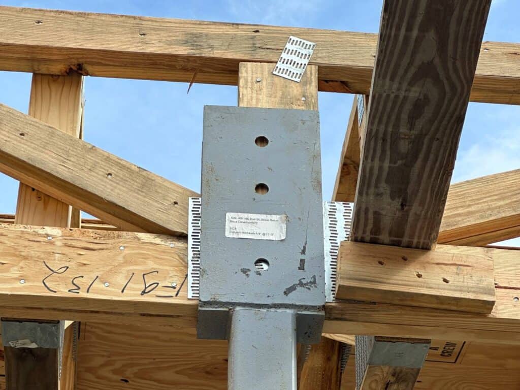 steel column bucket close up